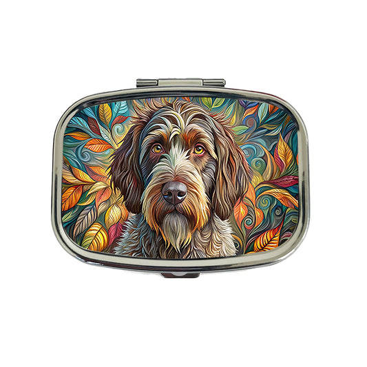 Wirehaired Pointing Griffon Dog Bohemian Art Travel Pill Box Case