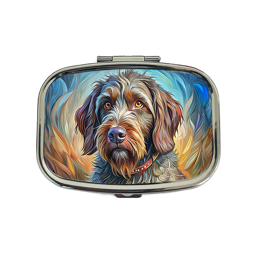 Wirehaired Pointing Griffon Dog Expressionism Art Travel Pill Box Case