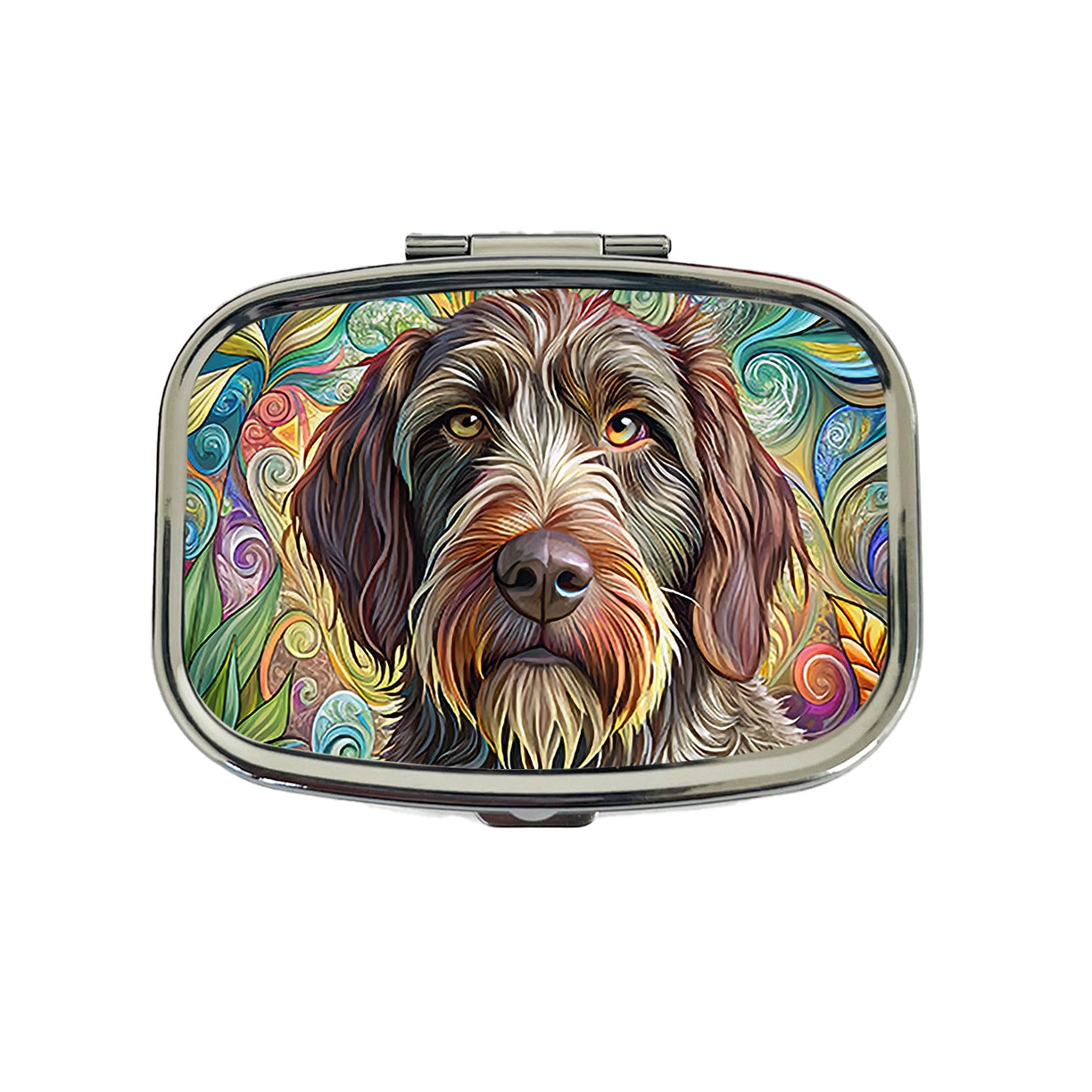 Wirehaired Pointing Griffon Dog French Bohemian Art Travel Pill Box Case