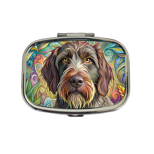 Wirehaired Pointing Griffon Dog French Bohemian Art Travel Pill Box Case
