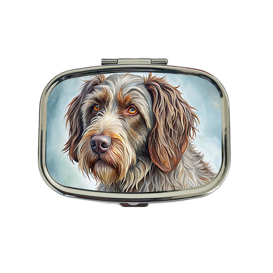 Wirehaired Pointing Griffon Dog Illustration Travel Pill Box Case