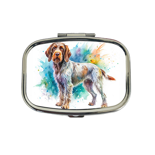 Wirehaired Pointing Griffon Dog Watercolor Style Travel Pill Box Case