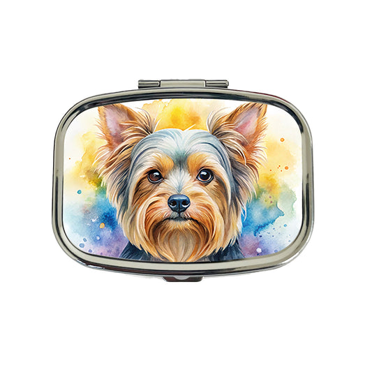 Yorkshire Terrier Yorkie Dog Watercolor Style Travel Pill Box Case