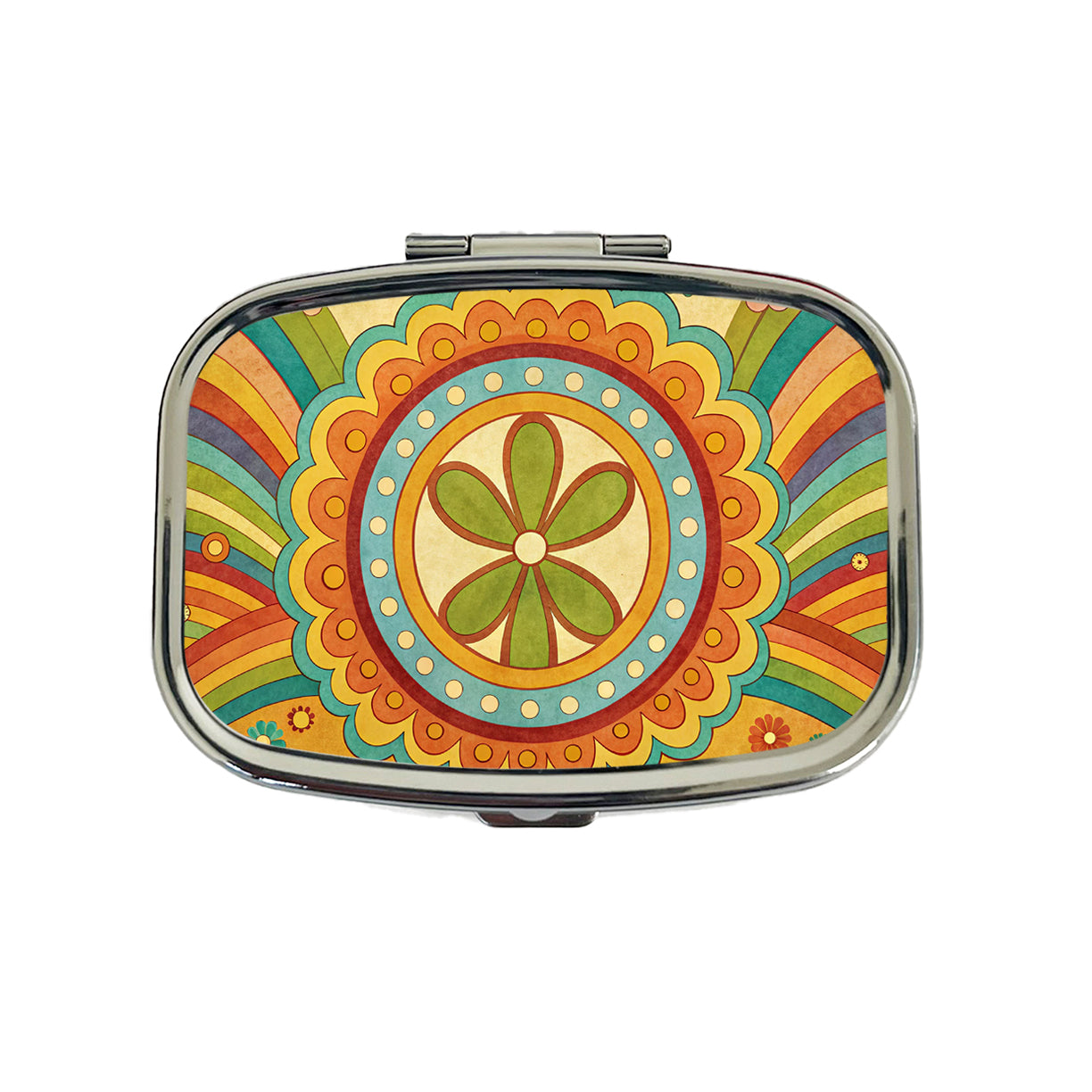70's Retro Groovy Hippie Design Travel Pill Box Case