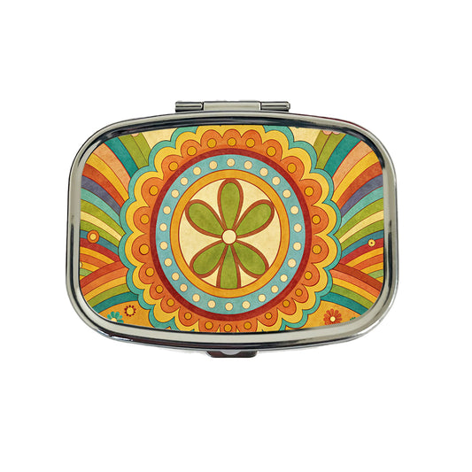 70's Retro Groovy Hippie Design Travel Pill Box Case