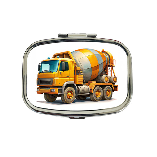 Cement Truck Construction Work Equipment Travel Pill Box Case