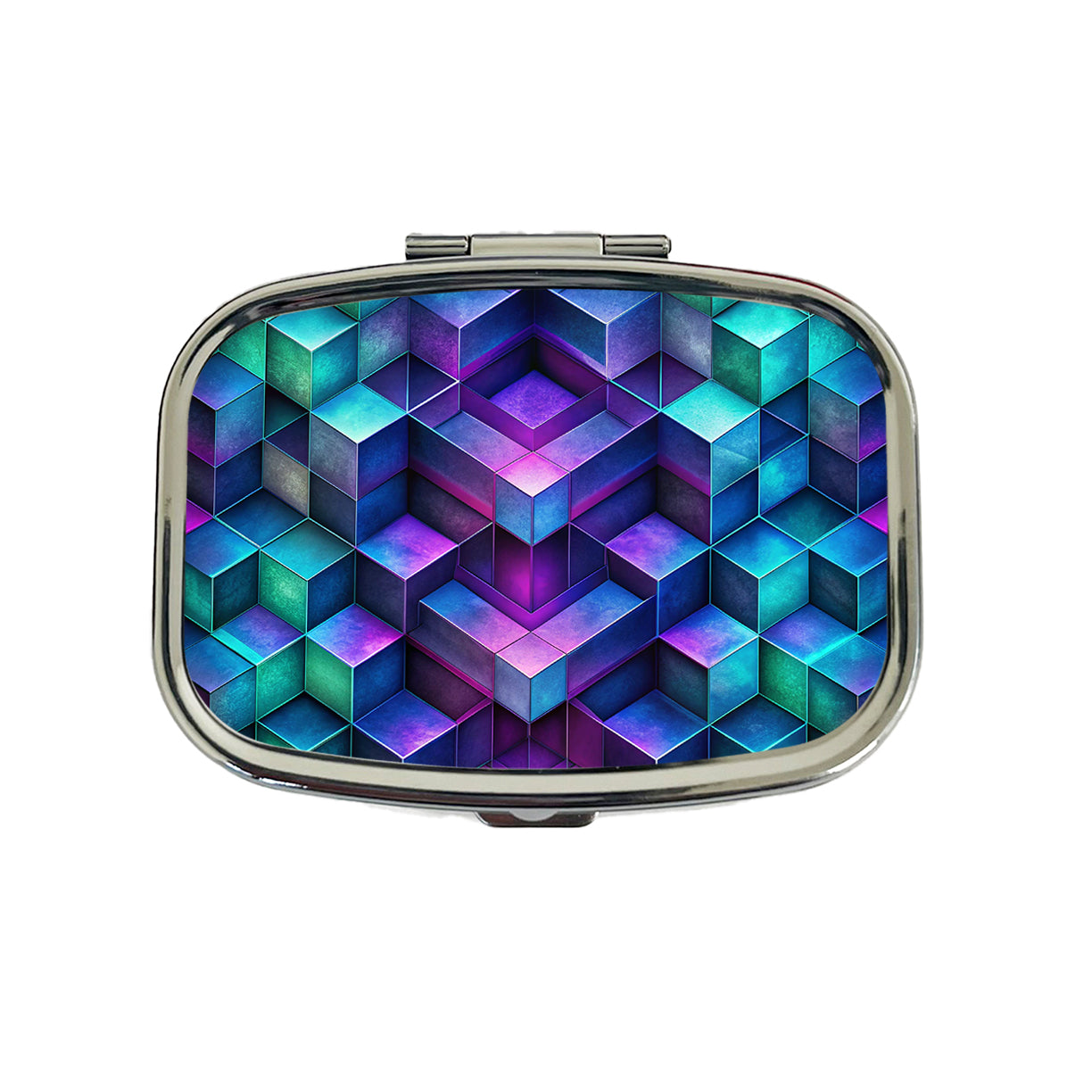 Chunky Angular Blue Purple Green Design Pattern Travel Pill Box Case