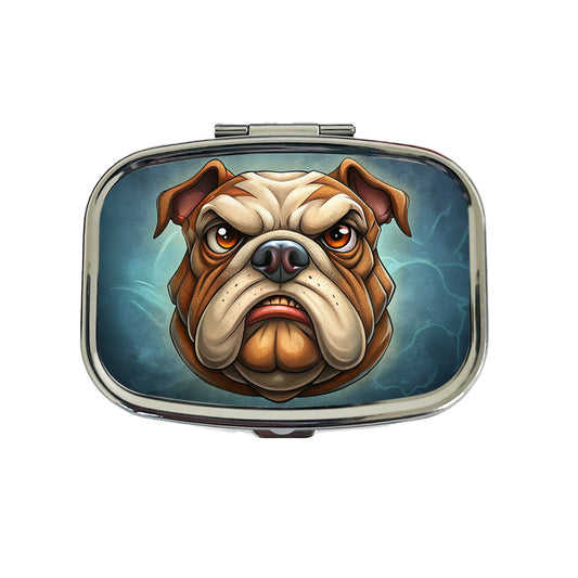 Classic Bulldog Face Cartoon Travel Pill Box Case