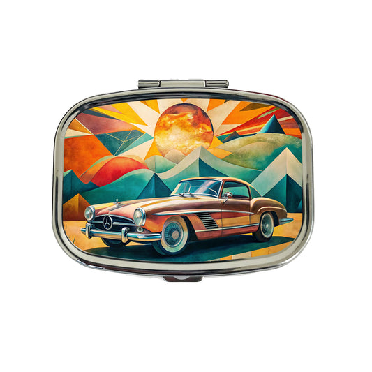 Classic Retro German Car Art Travel Pill Box Case