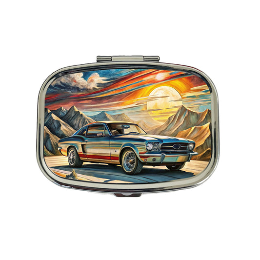 Classic Retro Muscle Car Art Travel Pill Box Case