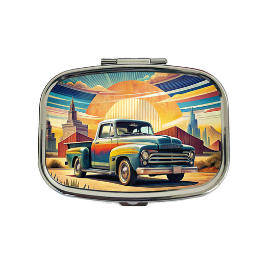 Classic Retro Truck Art Travel Pill Box Case