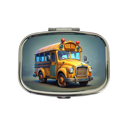 Funny School Short Bus Travel Pill Box Case