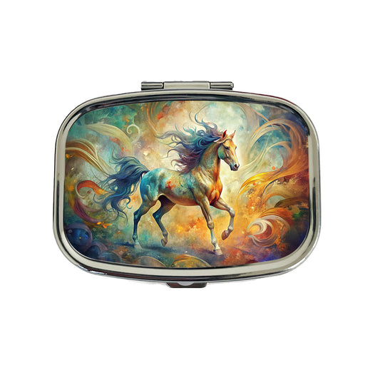 Galloping Horse Abstract Art Travel Pill Box Case