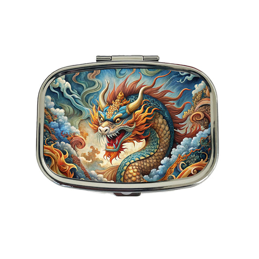 Japanese Asian Spirit Dragon Art Travel Pill Box Case