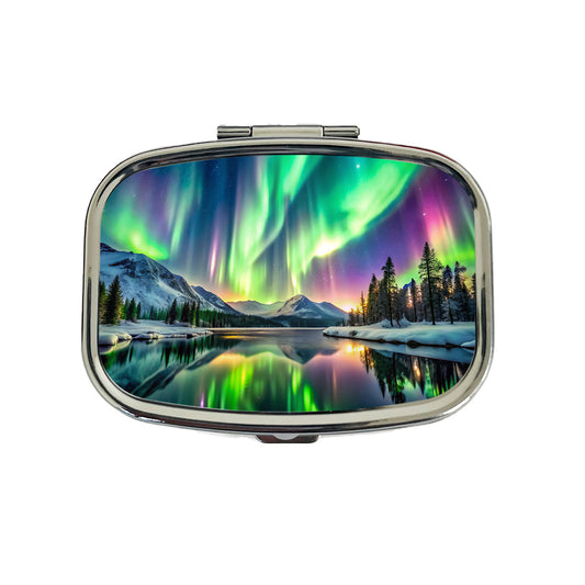 Northern Lights Over Lake Travel Pill Box Case