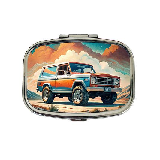 Retro Classic Off-Road Truck Art Travel Pill Box Case