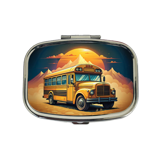 Retro Classic School Bus Travel Pill Box Case