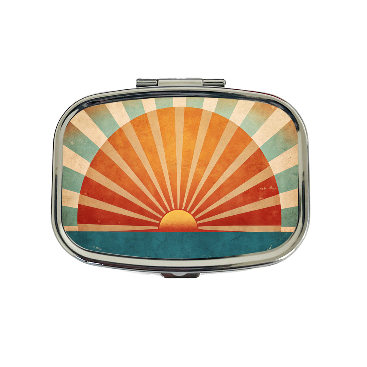 Retro Vintage Rising Sun Design Travel Pill Box Case