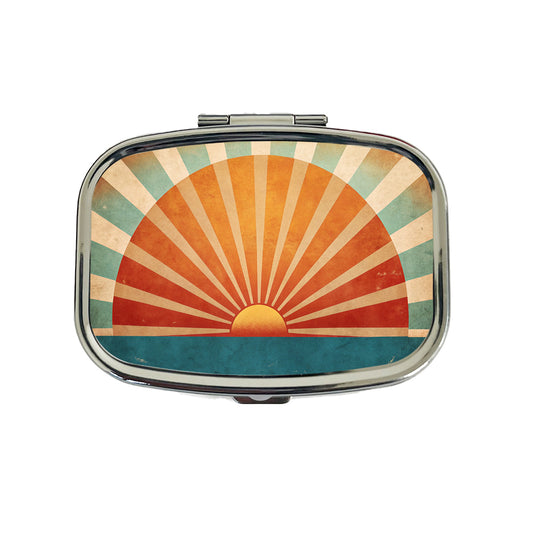 Retro Vintage Rising Sun Design Travel Pill Box Case