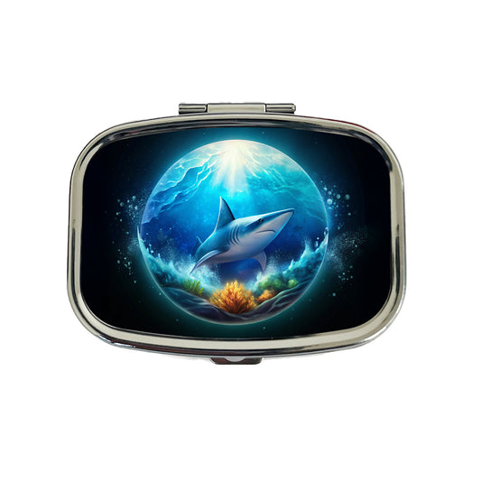 Shark Ocean Bubble Travel Pill Box Case