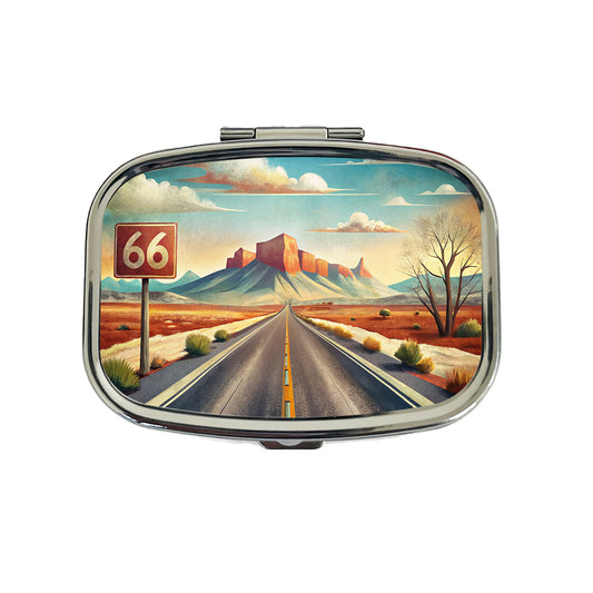 Southwest Highway Route 66 Art Travel Pill Box Case
