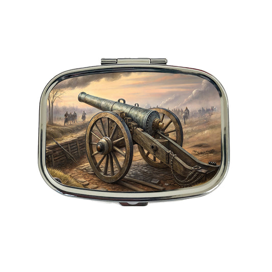 US Civil War Military Cannon Travel Pill Box Case