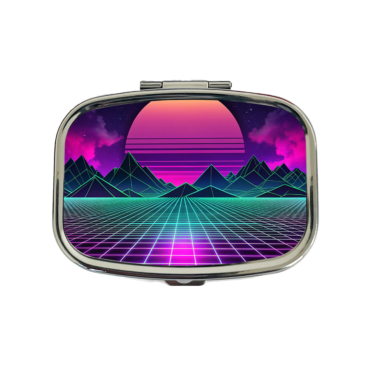 Vaporwave Retro Vector Vivid Landscape Travel Pill Box Case