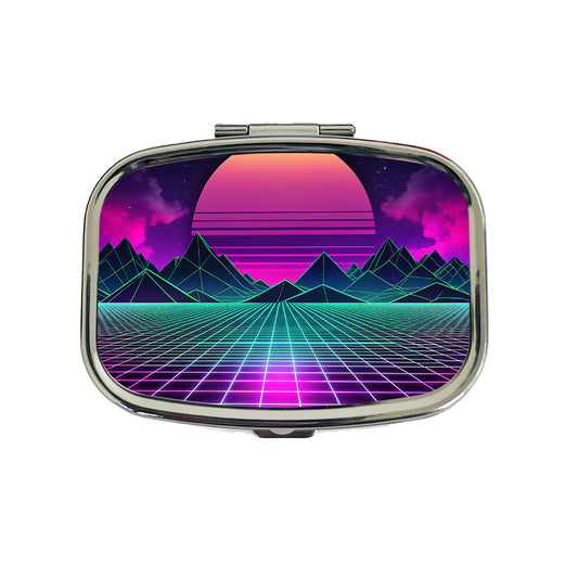 Vaporwave Retro Vector Vivid Landscape Travel Pill Box Case