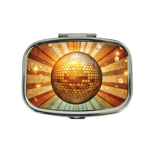 Vintage Retro Disco Ball Design Travel Pill Box Case
