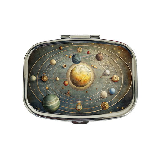 Vintage Solar System Map Travel Pill Box Case