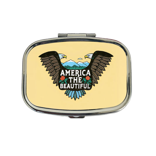 America The Beautiful Eagle Wings USA Travel Pill Box Case