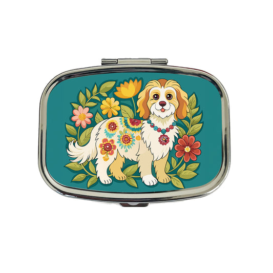 Cavachon Floral Motif Dog Cute Travel Pill Box Case