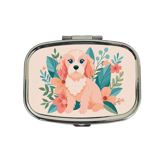 Cavapoo Floral Motif Pink Dog Travel Pill Box Case