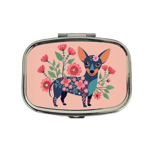 Chiweenie Floral Motif Pink Cute Dog Travel Pill Box Case