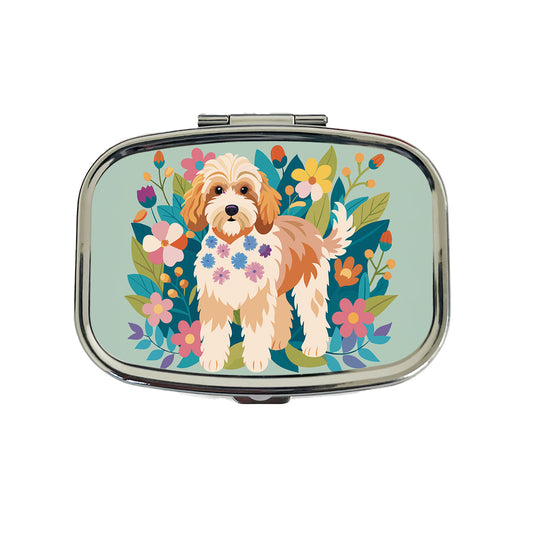 Cockapoo Floral Motif Dog Travel Pill Box Case