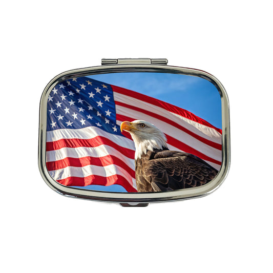 Eagle And American Flag USA United States Patriotic Travel Pill Box Case