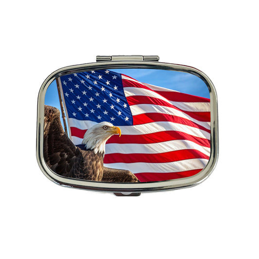 Eagle And American Flag USA United States Travel Pill Box Case