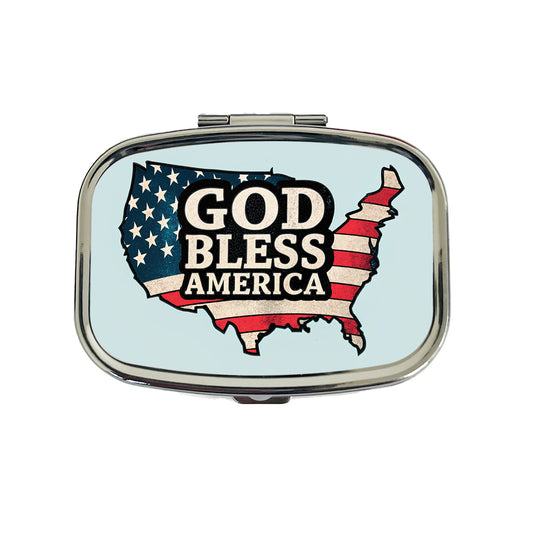 God Bless America Cute USA United States Travel Pill Box Case