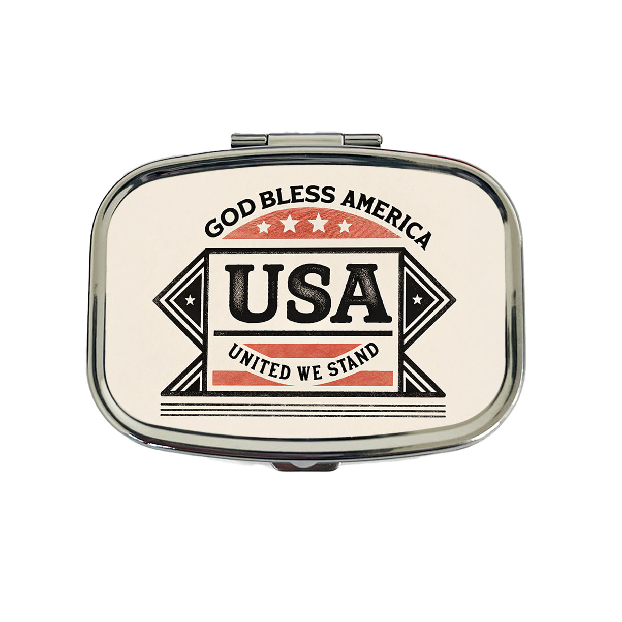 God Bless America USA United We Stand States Travel Pill Box Case