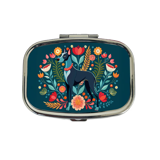 Great Dane Floral Motif Dog Travel Pill Box Case