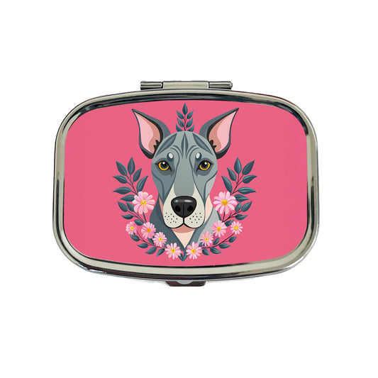 Great Dane Head Floral Motif Pink Background Dog Travel Pill Box Case