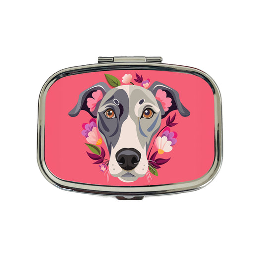 Great Dane Head Floral Pink Dog Travel Pill Box Case