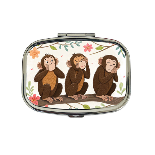 Hear Speak See No Evil Travel Pill Box Case
