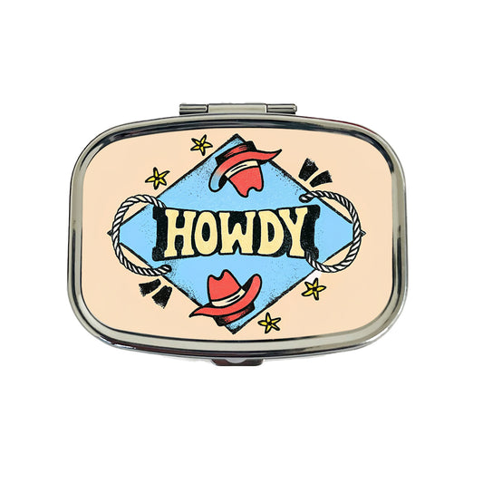 Howdy Country Cowboy Cowgirl Travel Pill Box Case