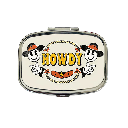 Howdy Funny Country Cowboy Cowgirl Travel Pill Box Case