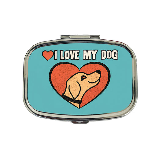I Love My Dog Blue Travel Pill Box Case
