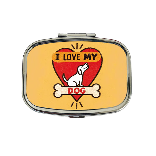 I Love My Dog Heart Travel Pill Box Case