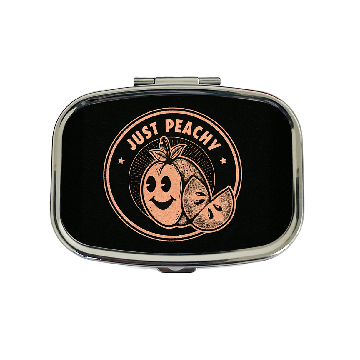 Just Peachy Black Background Travel Pill Box Case