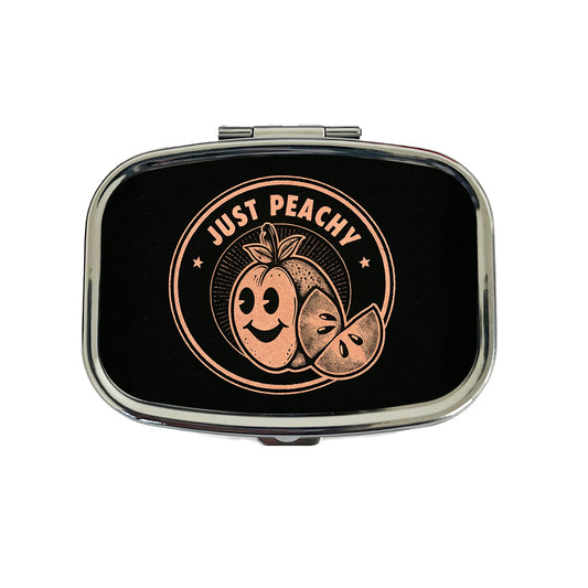 Just Peachy Black Background Travel Pill Box Case