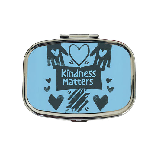 Kindness Matters Black Blue Travel Pill Box Case
